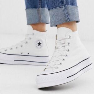 Converse Women's White Canvas High-top platforms